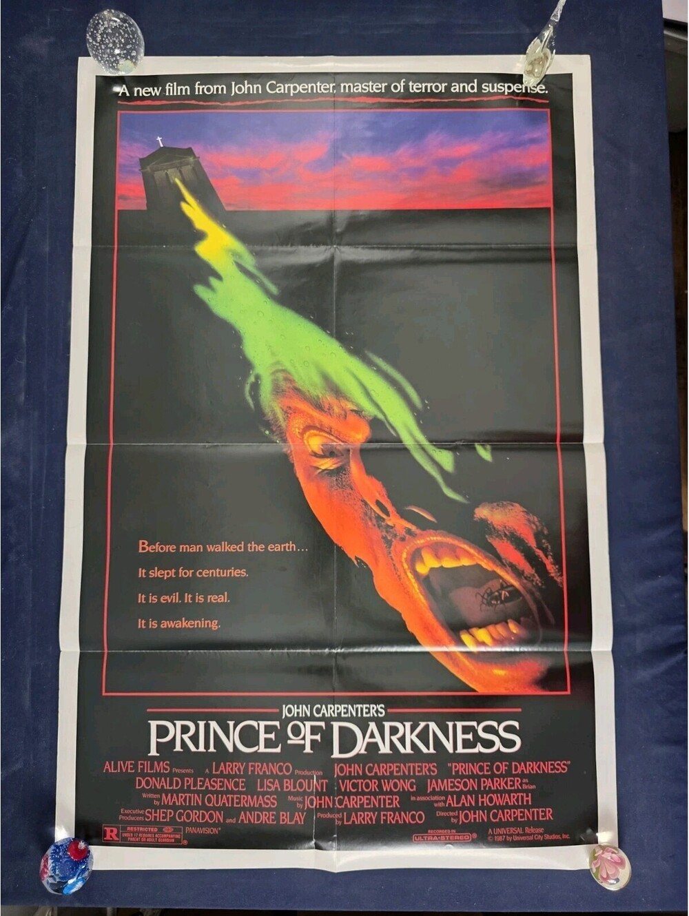 VTG ~ PRINCE OF DARKNESS ORIGINAL 27x41 MOVIE POSTER JOHN CARPENTER 1987 Horror